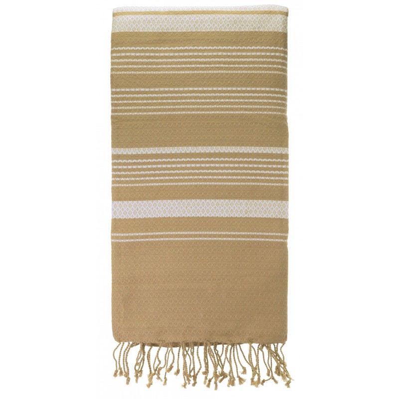 Fouta sable et blanc pur 100 * 200 cm