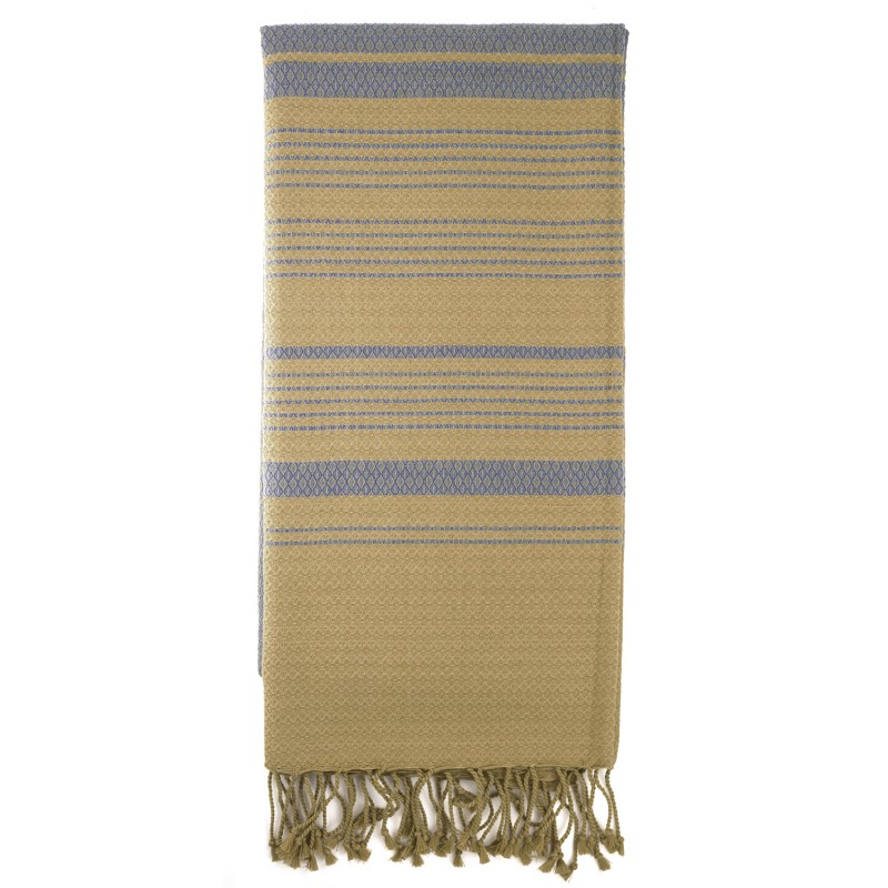 Fouta sable et bleu de Chine 100 * 200 cm