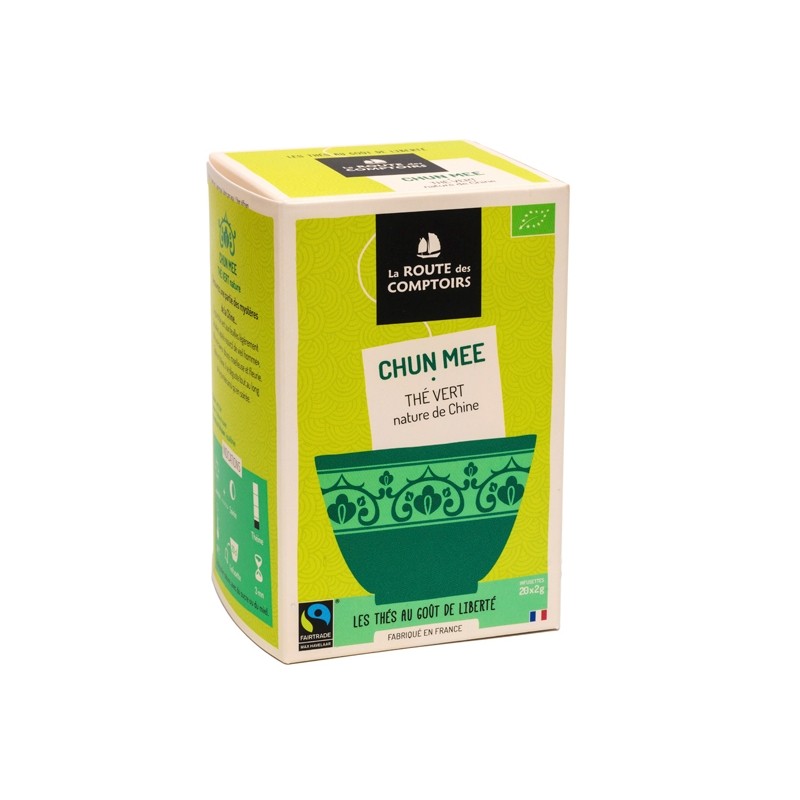Thé vert bio Chun Mee 20 infusettes Thé vert bio Chun Mee 20 infusettes