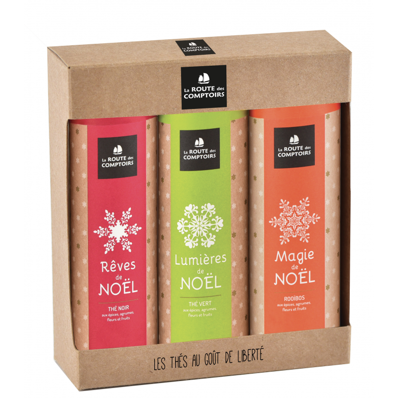Coffret thés & rooïbos bio de Noël 3*mini tubes de 40g Coffret thés & rooïbos bio de Noël 3*mini tubes de 40g