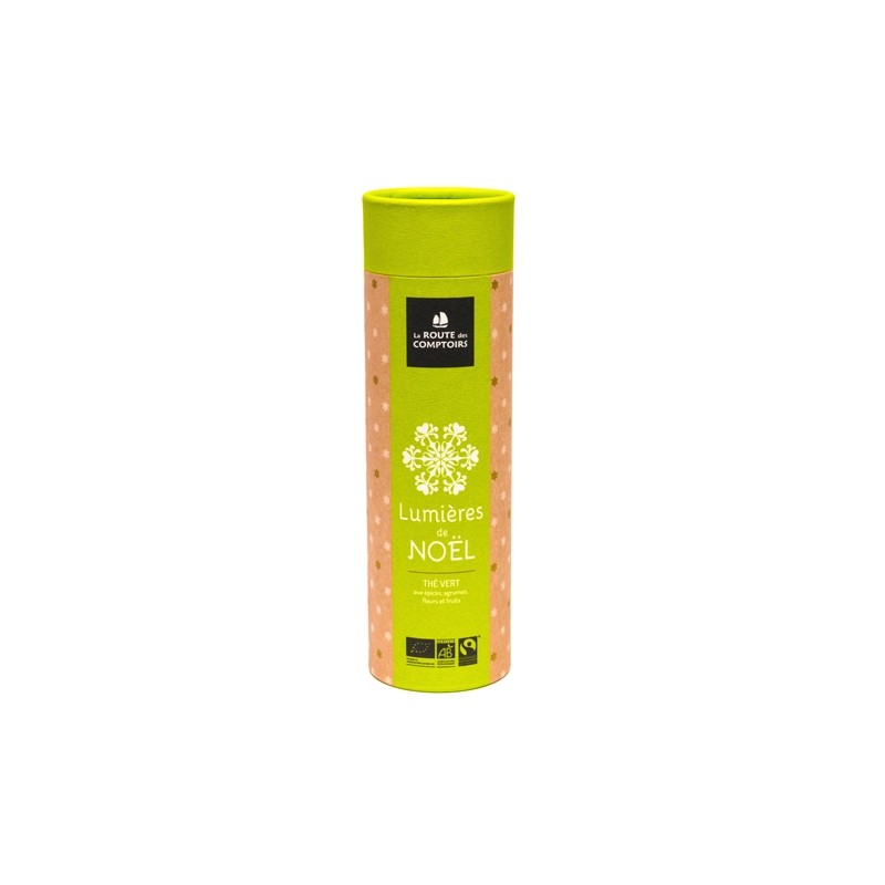 Thé vert bio Lumières de Noël mini tube 40 g Thé vert bio Lumières de Noël mini tube 40 g