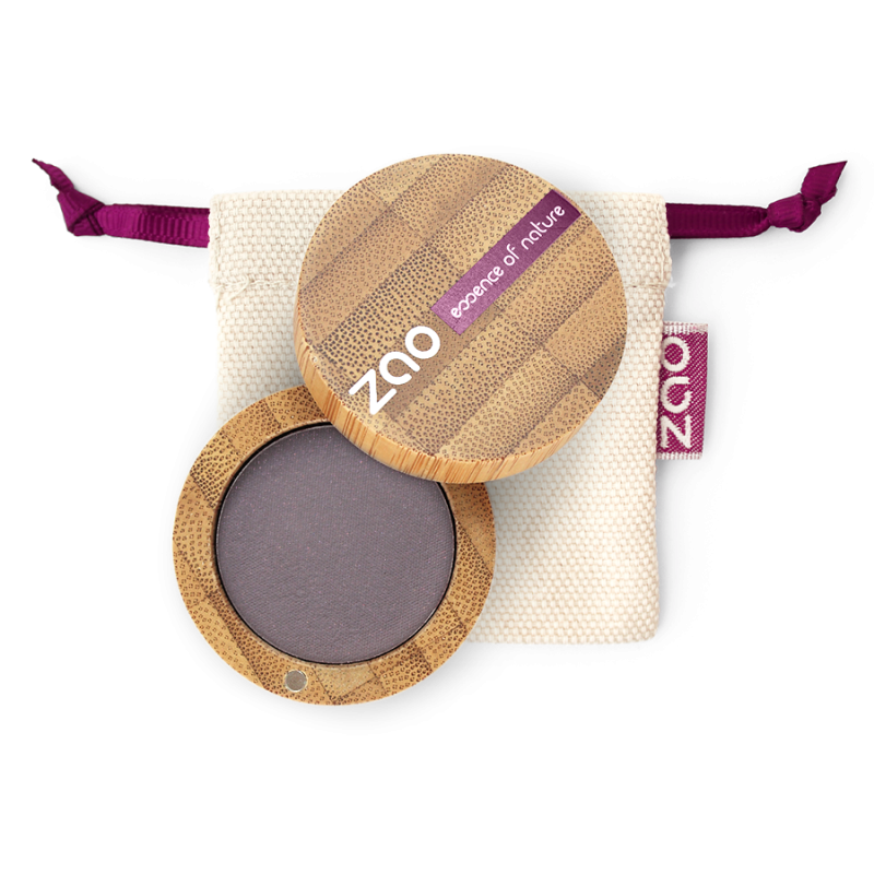 Fard à paupières mat – 205 VIOLET SOMBRE – boîtier bambou rechargeable – 3g – bio, vegan – ZAO