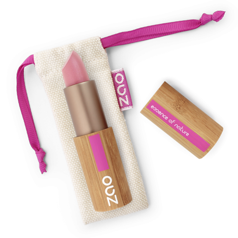 Rouge à lèvres nacré – 402 ROSE – boîtier bambou rechargeable – 3,5g – bio, vegan – ZAO