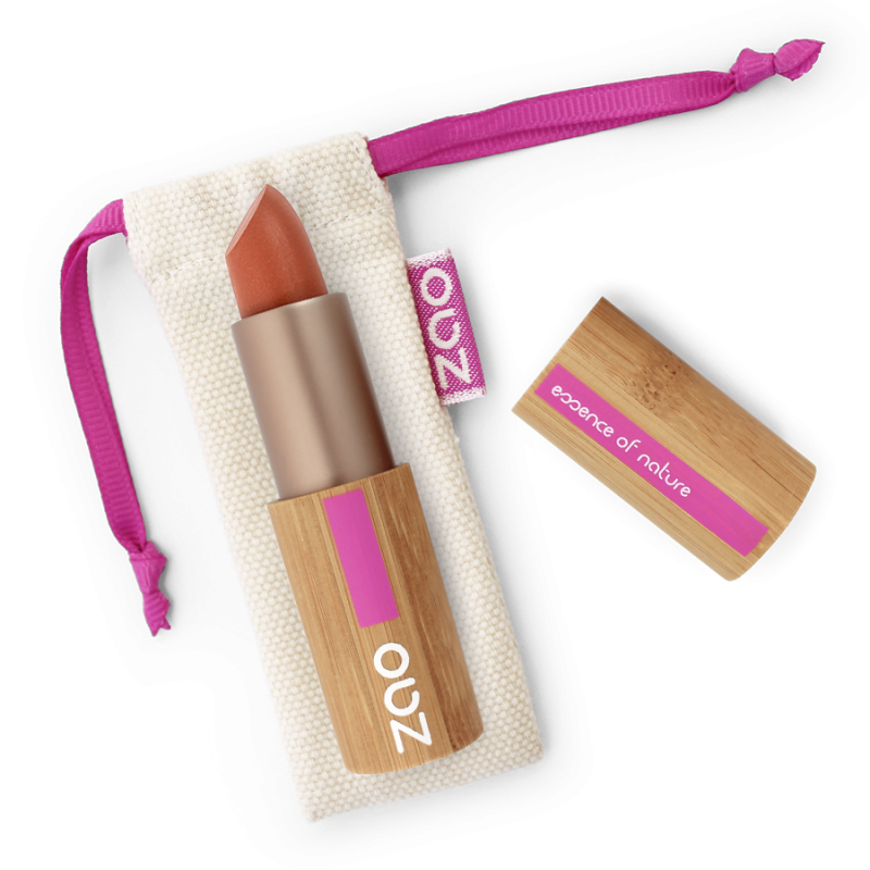 Rouge à lèvres nacré – 407 CUIVRE – boîtier bambou rechargeable – 3,5g – bio, vegan – ZAO