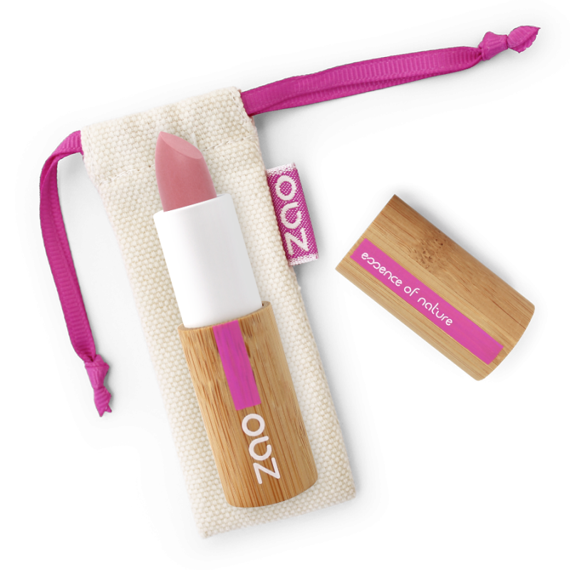 Rouge à lèvres soft touch – 434 ROSE POUDRÉ – boîtier bambou rechargeable – 3,5g – bio, vegan – ZAO