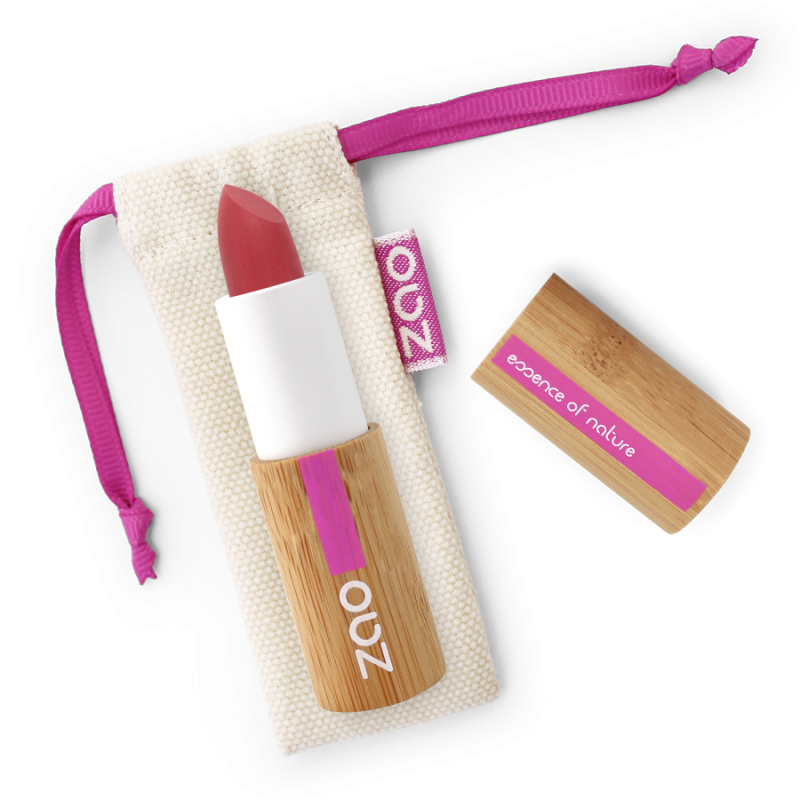 Rouge à lèvres soft touch – 435 ROUGE GRENADE – boîtier bambou rechargeable – 3,5g – bio, vegan – ZAO