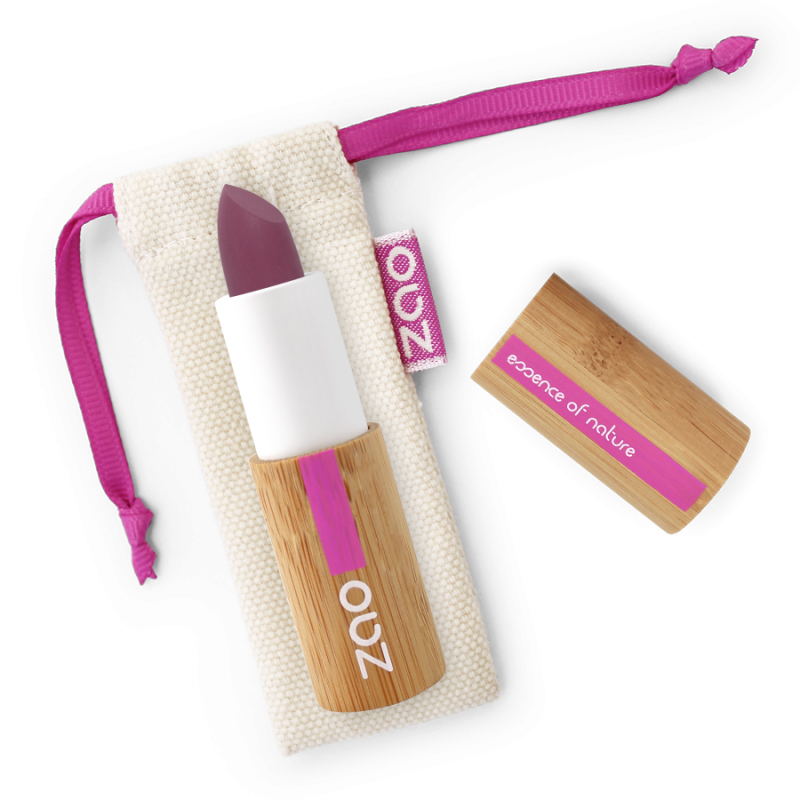 Rouge à lèvres soft touch – 437 AUBERGINE – boîtier bambou rechargeable – 3,5g – bio, vegan – ZAO