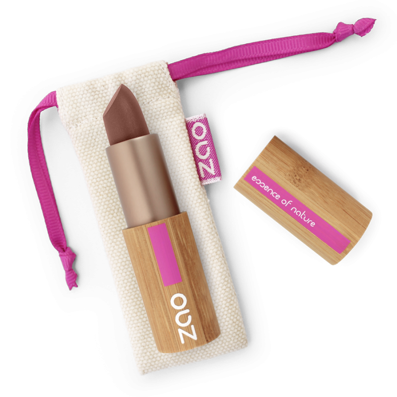 Rouge à lèvres mat – 466 CHOCOLAT – boîtier bambou rechargeable – 3,5g – bio, vegan – ZAO