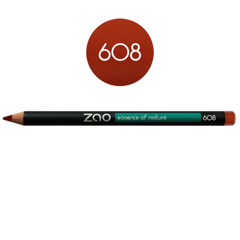 Crayon – yeux, lèvres, sourcils – 608 BRUN ORANGÉ – 1,14g – naturel, vegan – ZAO